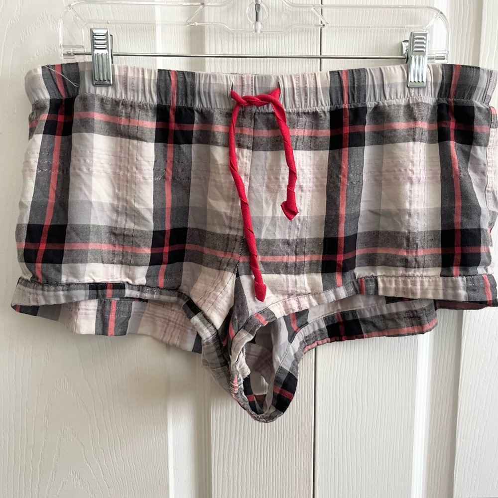 5 for $25! Victoria’s Secret Plaid Lounge Shorts with Red Drawstring